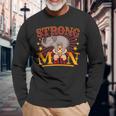 Squat Vintage Circus Strongman Costume Long Sleeve T-Shirt Gifts for Old Men
