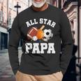 All Star Papa Dad Of The Birthday Boy Sports Daddy Long Sleeve T-Shirt Gifts for Old Men