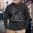 Stick Figures Pun Don't Lose Your Head Man Stickman Long Sleeve T-Shirt Gifts for Old Men