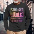 Straight Outta Beauty School Graduation Class Of 2024 Long Sleeve T-Shirt Gifts for Old Men