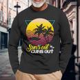 Suns Out Guns Out Retro 80S Beach Scene Palm Tree Sunset Long Sleeve T-Shirt Gifts for Old Men