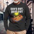 Suns Out Hot Dog Buns Out Sausage Bbq Food Barbecue Long Sleeve T-Shirt Gifts for Old Men