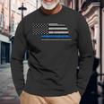 Support Law Enforcement Nebraska Police Officer Blue Long Sleeve T-Shirt Gifts for Old Men