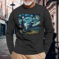 Surrealism Starry Night Skunk Long Sleeve T-Shirt Gifts for Old Men