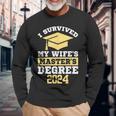 I Survived My Wife's Masters Degree Graduation Class Of 2024 Long Sleeve T-Shirt Gifts for Old Men