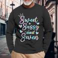 Sweet Sassy And Seven 7Th Birthday 7 Years Old Princess Girl Long Sleeve T-Shirt Gifts for Old Men