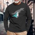 T-Rex Blue Monk Parakeet Birb Memes Screaming Parrot Long Sleeve T-Shirt Gifts for Old Men