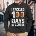 I Tackled 100 Days School 100Th Day Football Student Teacher Long Sleeve T-Shirt Gifts for Old Men