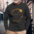Texas Total Solar Eclipse April 8 2024 Texas Solar Eclipse Long Sleeve T-Shirt Gifts for Old Men