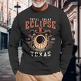 Texas Total Solar Eclipse April 8 2024 Totality Cowboy Long Sleeve T-Shirt Gifts for Old Men