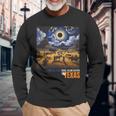 Texas Total Solar Eclipse Retro April 8 2024 Astronomy Long Sleeve T-Shirt Gifts for Old Men