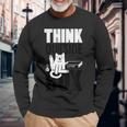 Think Outside The Litter Box Cat Kitty Butt Poop Lick Long Sleeve T-Shirt Gifts for Old Men