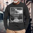 Threadwei Alien Ufo Cat Selfie Kitty Graphic Cat Lover Long Sleeve T-Shirt Gifts for Old Men