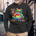 Tie-Dye Frog Peace Sign Hippie Long Sleeve T-Shirt Gifts for Old Men