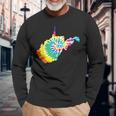 Tie Dye West Virginia Tie Dyed Print State Shape Long Sleeve T-Shirt Gifts for Old Men