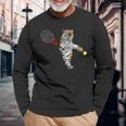 Tigres Tigres Jugando Tenis Divertido Lindo Camiseta de manga larga Regalos para ancianos