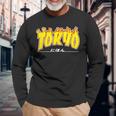Tokyo Japan Trasher Yellow Orange And Black Flame Long Sleeve T-Shirt Gifts for Old Men