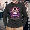 Total Solar Eclipse 2024 Axolotl Wearing Glasses Astronomy Long Sleeve T-Shirt Gifts for Old Men