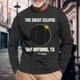 Total Solar Eclipse 2024 City San Antonio Texas Eclipse Long Sleeve T-Shirt Gifts for Old Men