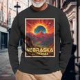 Total Solar Eclipse 2024 Nebraska Vintage Long Sleeve T-Shirt Gifts for Old Men