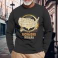 Total Solar Eclipse 2024 Richmond Indiana Usa Map Colorful Long Sleeve T-Shirt Gifts for Old Men