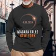 Total Solar Eclipse 2024 Totality Niagara Falls New York Long Sleeve T-Shirt Gifts for Old Men