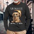 Total Solar Eclipse April 8 2024 Dog Golden Retriever Lover Long Sleeve T-Shirt Gifts for Old Men