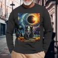 Total Solar Eclipse April 8 2024 Van Gogh Cat Lovers Long Sleeve T-Shirt Gifts for Old Men