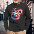 Total Solar Eclipse Cat Colorful Long Sleeve T-Shirt Gifts for Old Men