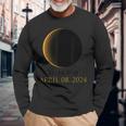 Total Solar Eclipse Spring April 8 2024 Akron Ohio Long Sleeve T-Shirt Gifts for Old Men