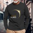 Totality 04 08 2024 Total Solar Eclipse 2024 Illinois Long Sleeve T-Shirt Gifts for Old Men