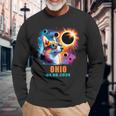 Totality Total Solar Eclipse 2024 Ohio Corgi Dog Long Sleeve T-Shirt Gifts for Old Men