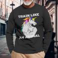 Train Like An Animal Unicorn Weightlifting Muscle Fitness Long Sleeve T-Shirt Gifts for Old Men