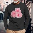 Tres Cerditos Regalo Japonés Kawaii Camiseta de manga larga Regalos para ancianos