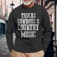 Trucks Cowboys Country Music Country Southern Long Sleeve T-Shirt Gifts for Old Men