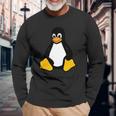 Tux Linux Penguin Sudo Rm -Rf Computer Science Computers Long Sleeve T-Shirt Gifts for Old Men