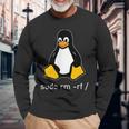 Tux Linux Penguin Sudo Rm -Rf Computer Science Langarmshirts Geschenke für alte Männer