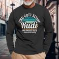 Und Gott Schuf Rudi Langarmshirts, Cooles Spruch-Langarmshirts in Schwarz Geschenke für alte Männer