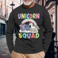 Unicorn Squad Rhino Narwhal Magical Creatures Cute Girly Long Sleeve T-Shirt Gifts for Old Men