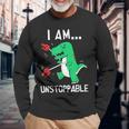 I Am Unstoppable T-Rex Dinosaur Claw Grabber Xmas Long Sleeve T-Shirt Gifts for Old Men