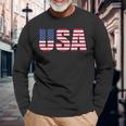 Usa Flag 4Th Of July Red White & Blue American Patriotic Long Sleeve T-Shirt Gifts for Old Men