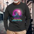 Vaporwave Total Solar Eclipse 2024 Turn Around Bright Eyes Long Sleeve T-Shirt Gifts for Old Men