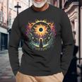 View Totality April 8 2024 Solar Eclipse Cat Lover Astronomy Long Sleeve T-Shirt Gifts for Old Men