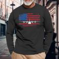 Vintage American Flag C-130 Military Plane Pilot Long Sleeve T-Shirt Gifts for Old Men