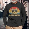 Vintage Best Cat Dad Ever Bump Fist Father's Day Cat Daddy Long Sleeve T-Shirt Gifts for Old Men