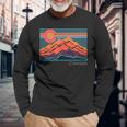 Vintage Colorado Mountain Landscape And Flag Graphic Long Sleeve T-Shirt Gifts for Old Men