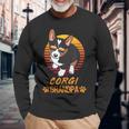 Vintage Cool Tricolor Corgi Dog Grandpa Paw Dad Fathers Day Long Sleeve T-Shirt Gifts for Old Men