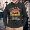 Vintage Crocodiles Just A Boy Who Loves Crocodiles Boys Long Sleeve T-Shirt Gifts for Old Men