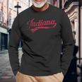Vintage Indiana Hoosier State Distressed Pride Apparel Long Sleeve T-Shirt Gifts for Old Men
