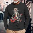 Vintage Jazz Cat Playing Guitar Band Retro Jazz Band Long Sleeve T-Shirt Gifts for Old Men